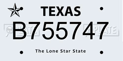 B755747 Texas License Plate