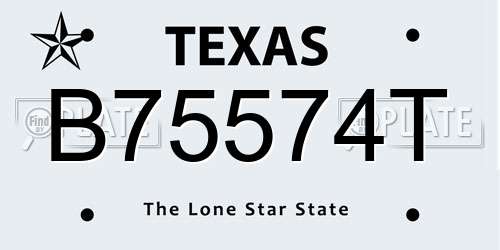 B75574T Texas License Plate