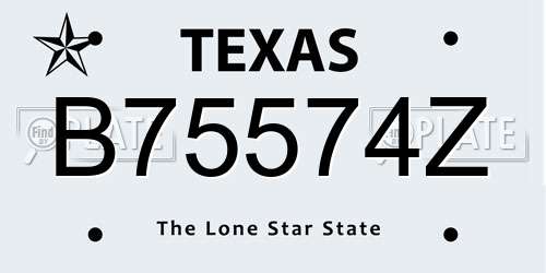 B75574Z Texas License Plate
