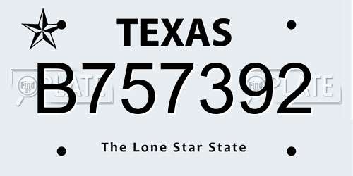 B757392 Texas License Plate