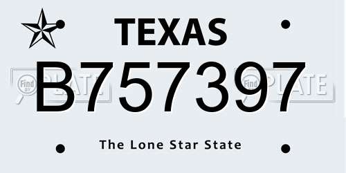 B757397 Texas License Plate
