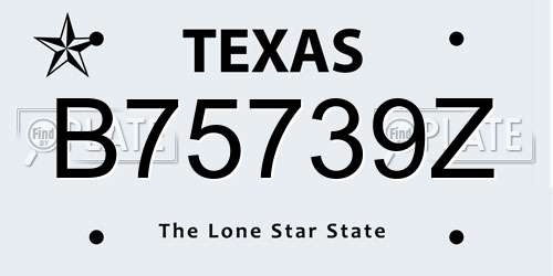 B75739Z Texas License Plate