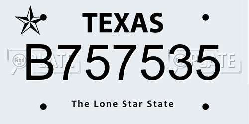 B757535 Texas License Plate