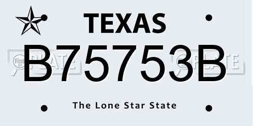 B75753B Texas License Plate