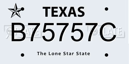 B75757C Texas License Plate