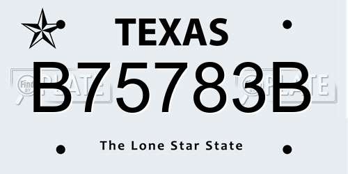 B75783B Texas License Plate