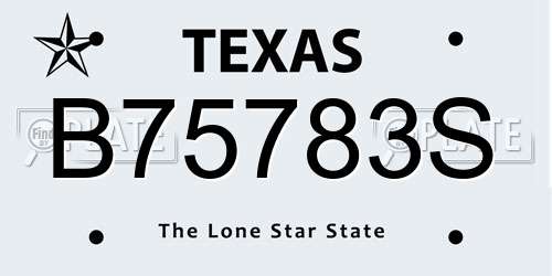B75783S Texas License Plate