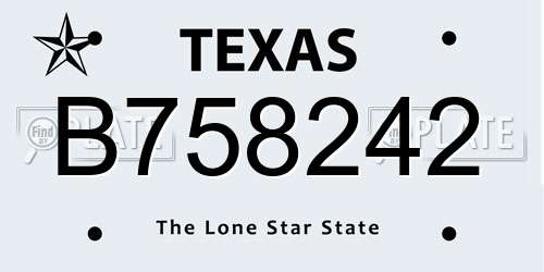 B758242 Texas License Plate