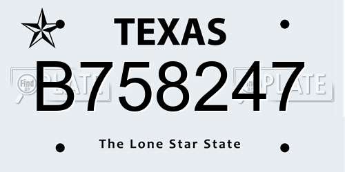 B758247 Texas License Plate