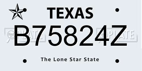 B75824Z Texas License Plate