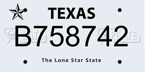 B758742 Texas License Plate