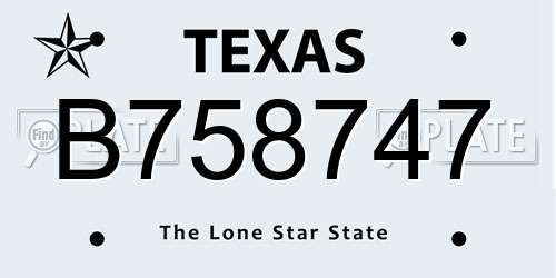 B758747 Texas License Plate