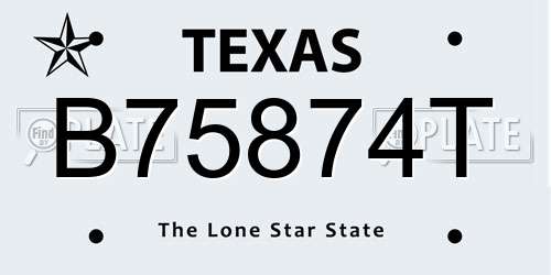 B75874T Texas License Plate