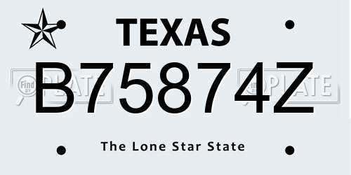 B75874Z Texas License Plate