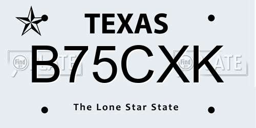 B75CXK Texas License Plate