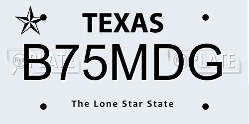 B75MDG Texas License Plate