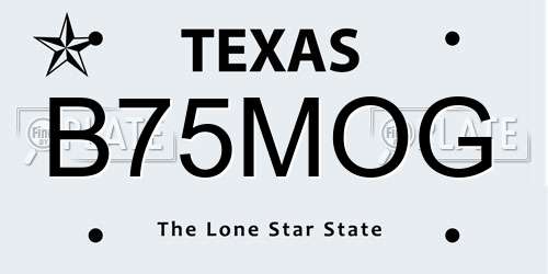 B75MOG Texas License Plate