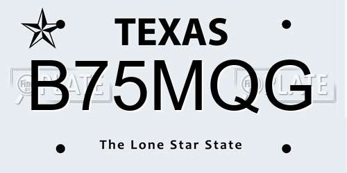 B75MQG Texas License Plate