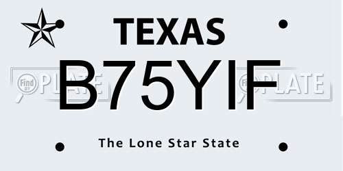 B75YIF Texas License Plate