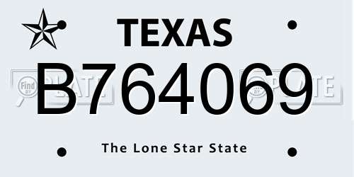 B764069 Texas License Plate