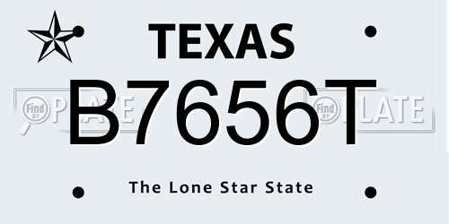 B7656T Texas License Plate