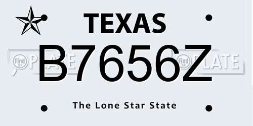 B7656Z Texas License Plate