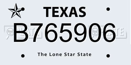 B765906 Texas License Plate