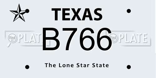 B766 Texas License Plate
