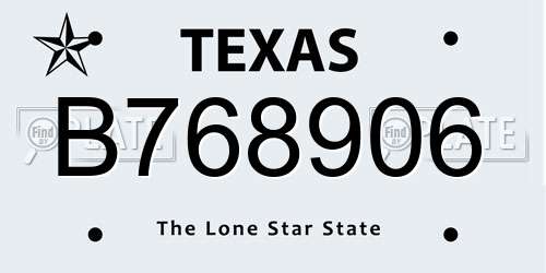 B768906 Texas License Plate
