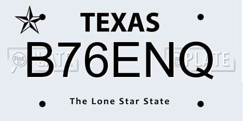 B76ENQ Texas License Plate