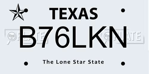 B76LKN Texas License Plate