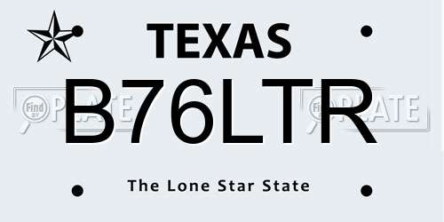 B76LTR Texas License Plate