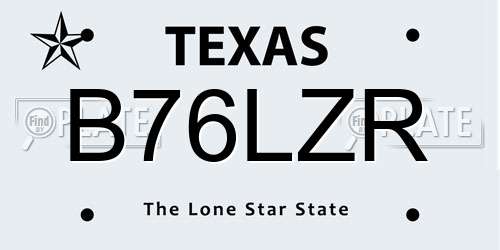 B76LZR Texas License Plate