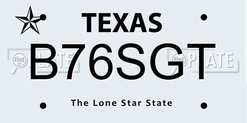B76SGT Texas License Plate