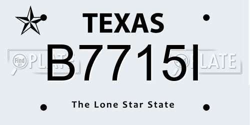 B7715I Texas License Plate
