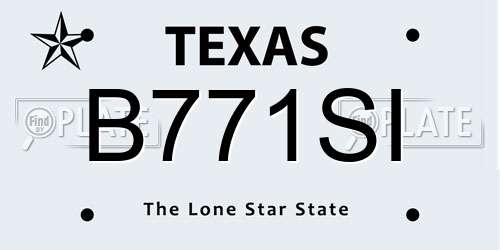 B771SI Texas License Plate
