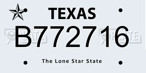 B772716 Texas License Plate