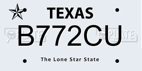 B772CU Texas License Plate