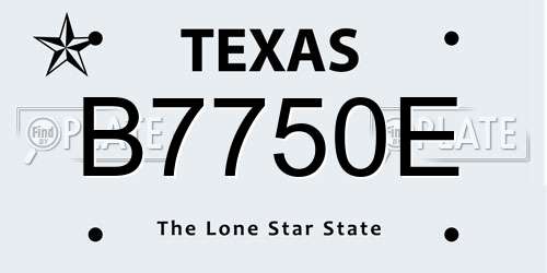B7750E Texas License Plate