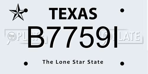 B7759I Texas License Plate
