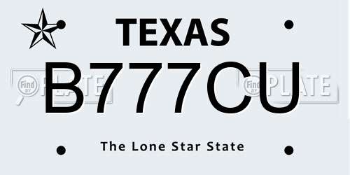 B777CU Texas License Plate