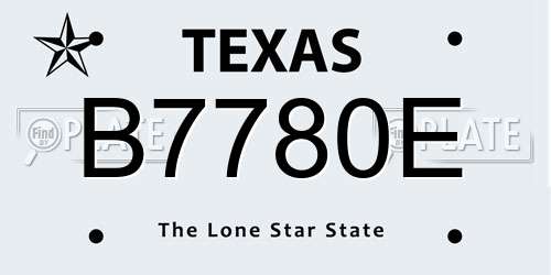 B7780E Texas License Plate