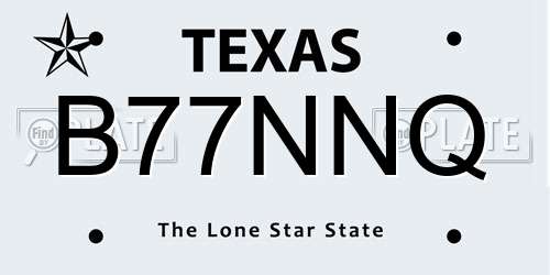 B77NNQ Texas License Plate