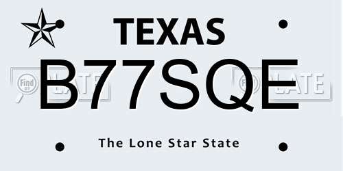 B77SQE Texas License Plate