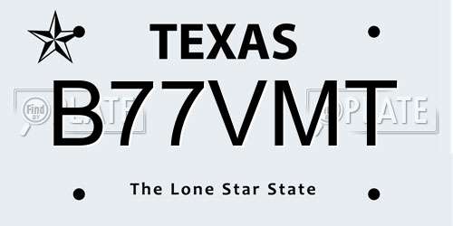 B77VMT Texas License Plate