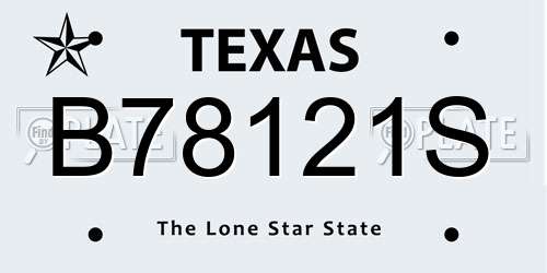 B78121S Texas License Plate