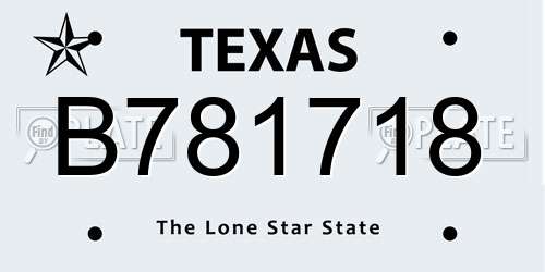 B781718 Texas License Plate