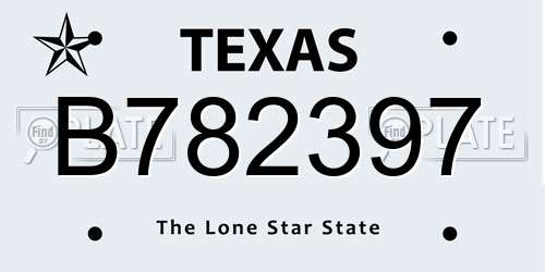 B782397 Texas License Plate