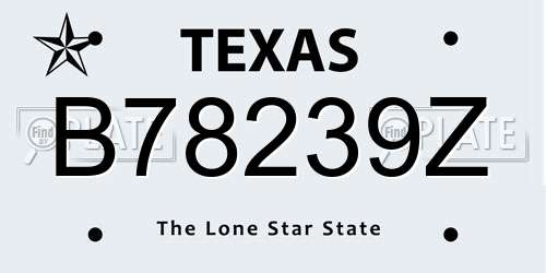 B78239Z Texas License Plate
