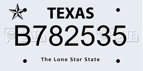 B782535 Texas License Plate